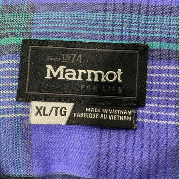 Marmot Woman's Plaid Button-Up Shirt XL in Purple & Green Long Sleeve - Picture 3 of 13